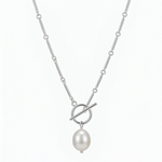 Silver Mist Freshwater Pearl Chain Necklace gembea jewelry