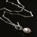 Silver Mist Freshwater Pearl Chain Necklace gembea jewelry