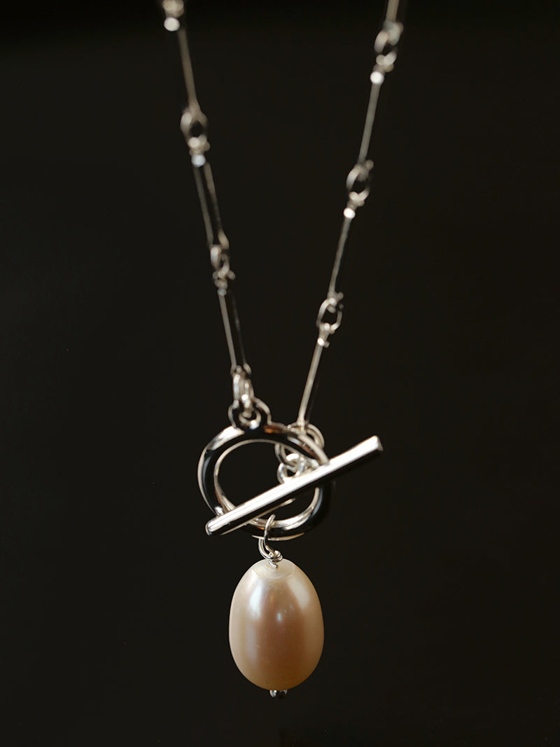 Silver Mist Freshwater Pearl Chain Necklace gembea jewelry