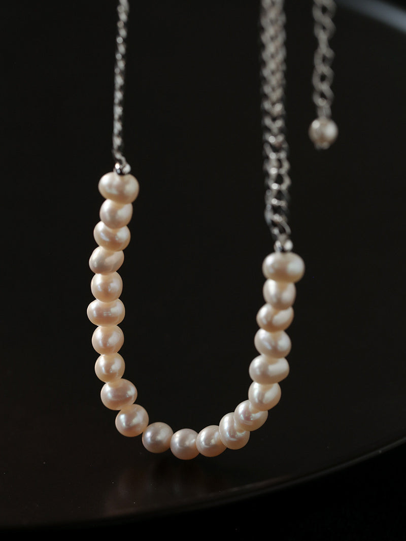 Silver Tide Freshwater Pearl Chain Necklace gembea jewelry