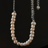 Silver Tide Freshwater Pearl Chain Necklace gembea jewelry
