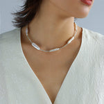 Silver Baroque Toothpick Pearl Necklace-Gembea Jewelry