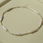 Silver Baroque Toothpick Pearl Necklace-Gembea Jewelry