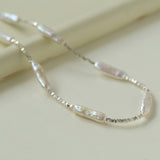 Silver Baroque Toothpick Pearl Necklace-Gembea Jewelry