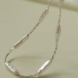 Silver Baroque Toothpick Pearl Necklace-Gembea Jewelry