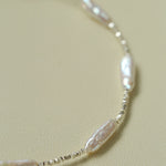 Silver Baroque Toothpick Pearl Necklace-Gembea Jewelry