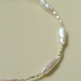 Silver Baroque Toothpick Pearl Necklace-Gembea Jewelry