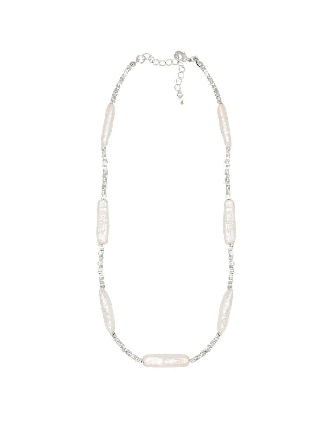 Silver Baroque Toothpick Pearl Necklace gembea jewelry