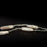 Silver Baroque Toothpick Pearl Necklace gembea jewelry