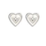 Silver Brushed Double-sided Heart Stud Earrings gembea jewelry