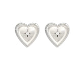 Silver Brushed Double-sided Heart Stud Earrings gembea jewelry
