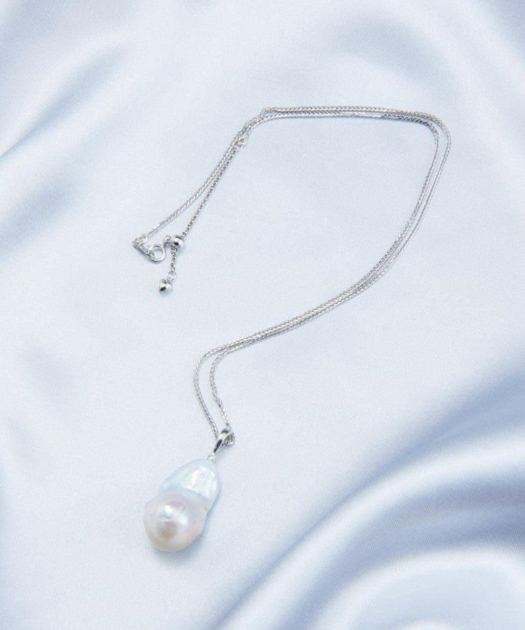 Silver Chain Baroque Pearl Pendant Necklace - Gembea Jewelry