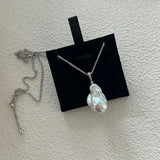 Silver Chain Baroque Pearl Pendant Necklace - Gembea Jewelry