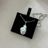 Silver Chain Baroque Pearl Pendant Necklace - Gembea Jewelry
