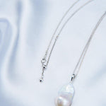 Silver Chain Baroque Pearl Pendant Necklace - Gembea Jewelry