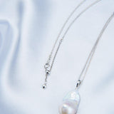 Silver Chain Baroque Pearl Pendant Necklace - Gembea Jewelry