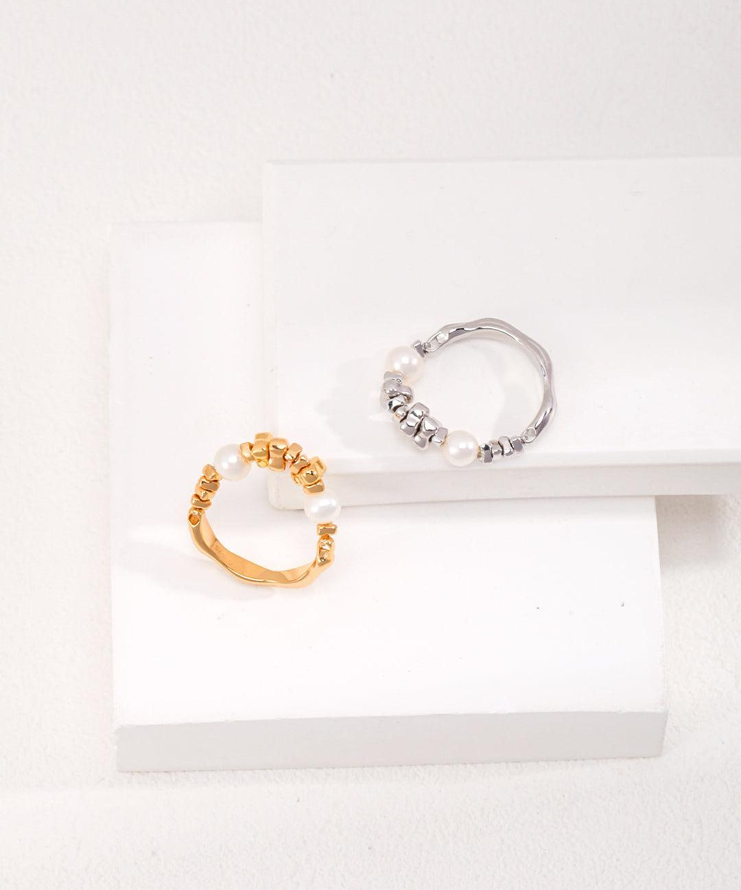 White Natural Freshwater Pearls Rings - Gembea Jewelry