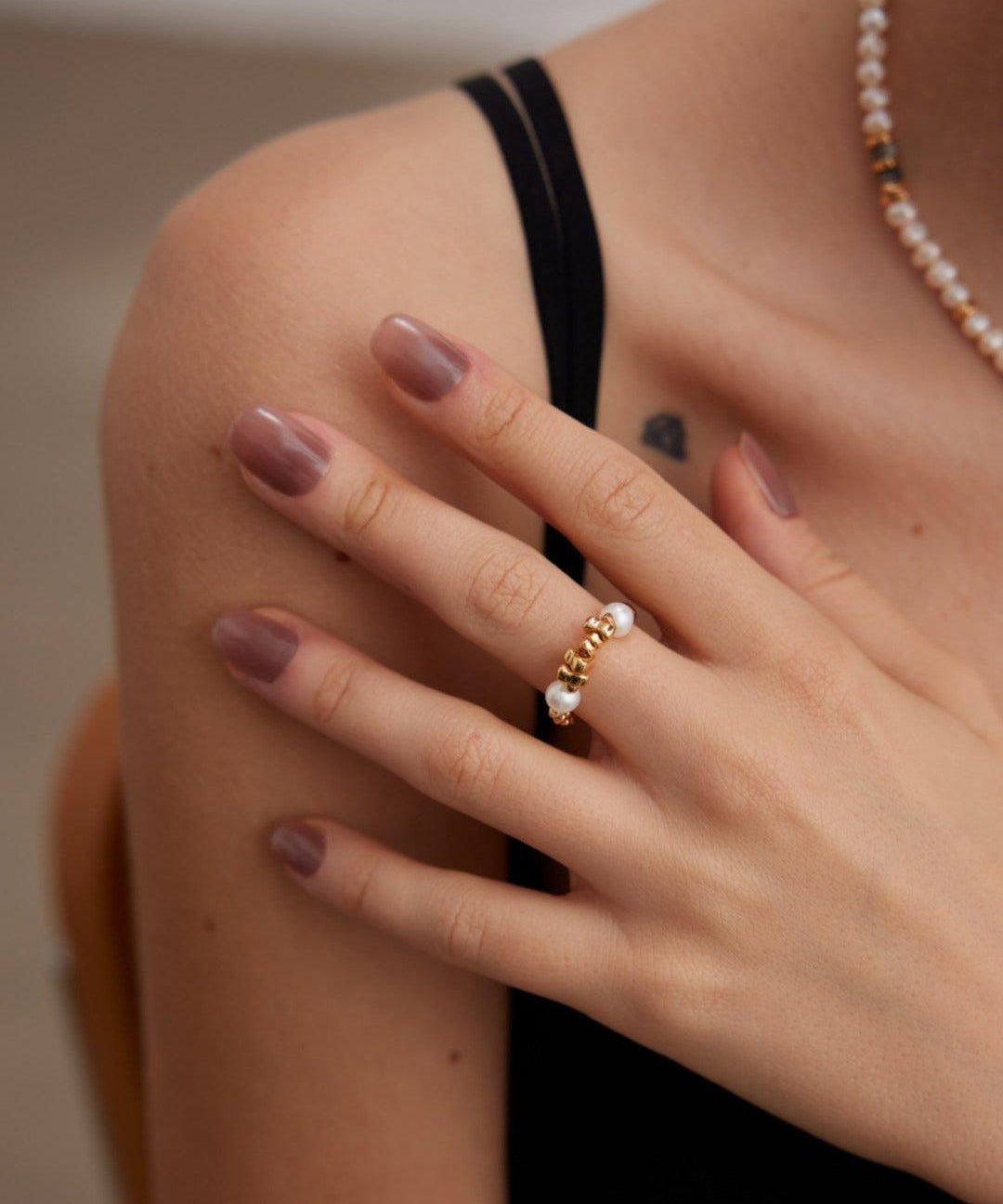 White Natural Freshwater Pearls Rings - Gembea Jewelry