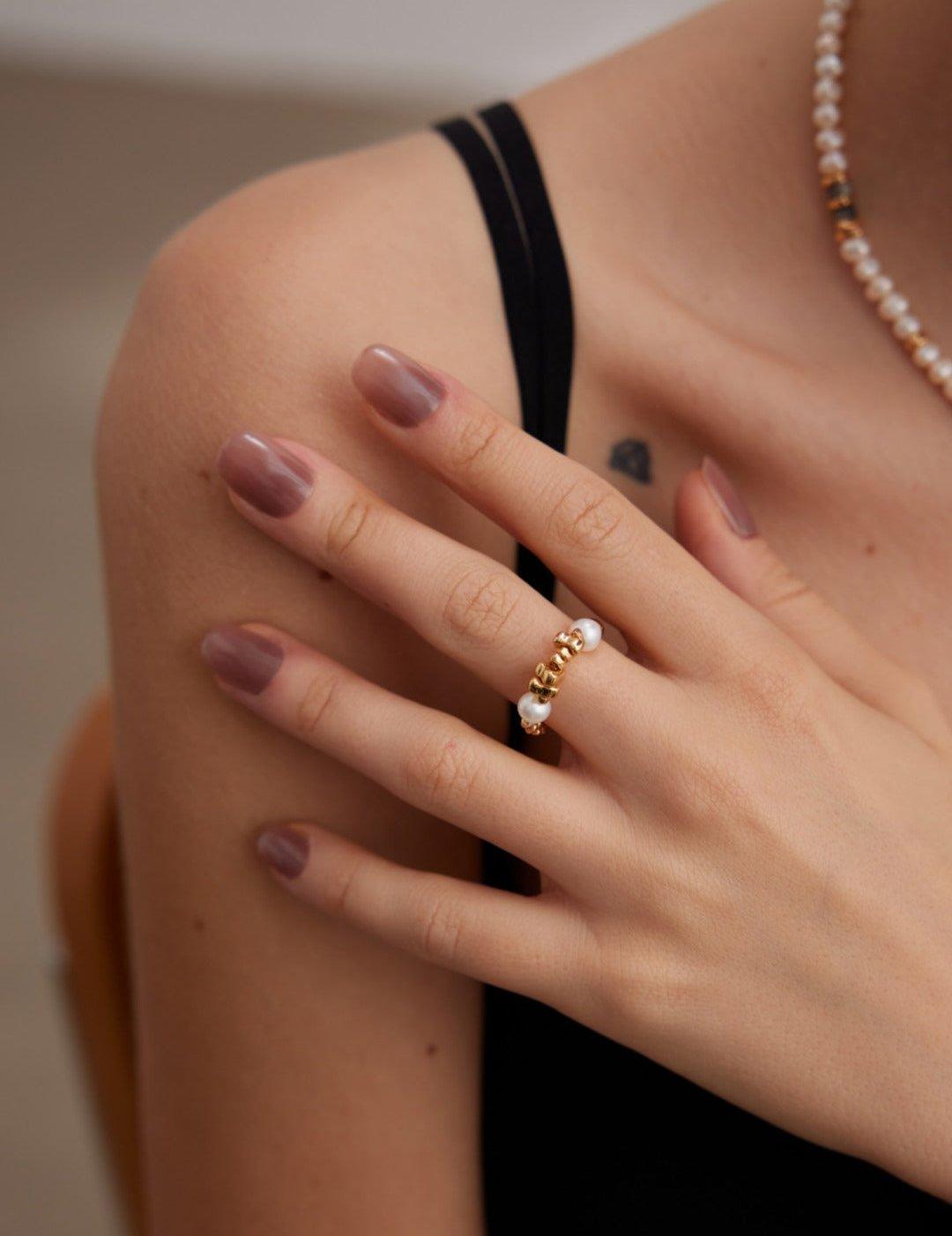 White Natural Freshwater Pearls Rings - Gembea Jewelry