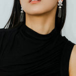 Silver Lace Grey Pearl Tassel Earrings gembea jewelry