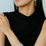 Silver Lace Grey Pearl Tassel Earrings gembea jewelry