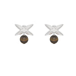 Silver Tiger's Eye Stone Stud Earrings gembea jewelry