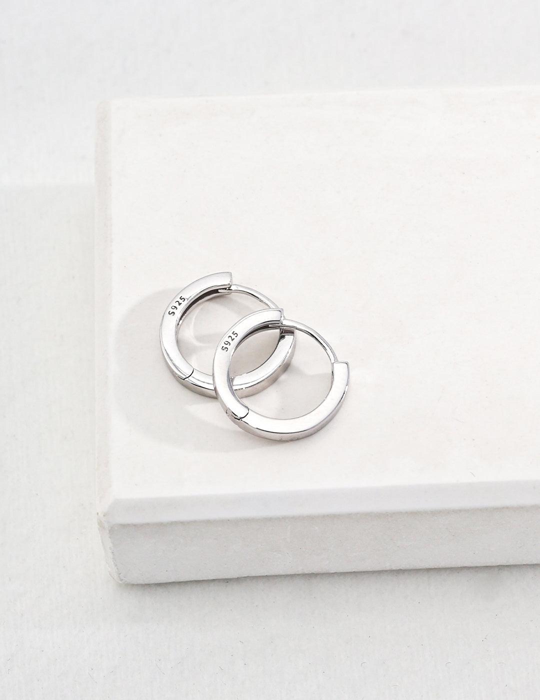 Simple 925 Sterling Silver Small Hoop Earrings - Gembea Jewelry