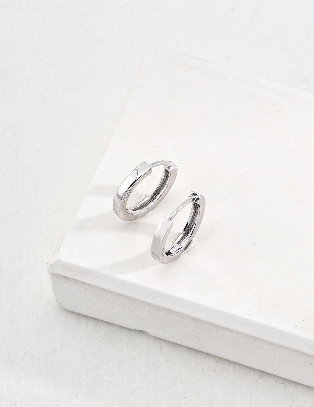Simple 925 Sterling Silver Small Hoop Earrings - Gembea Jewelry