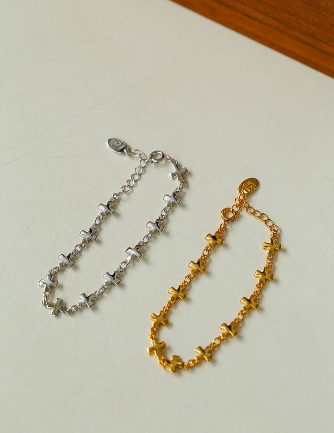 Simple Cross Gold Silver Chain Bracelet gembea jewelry