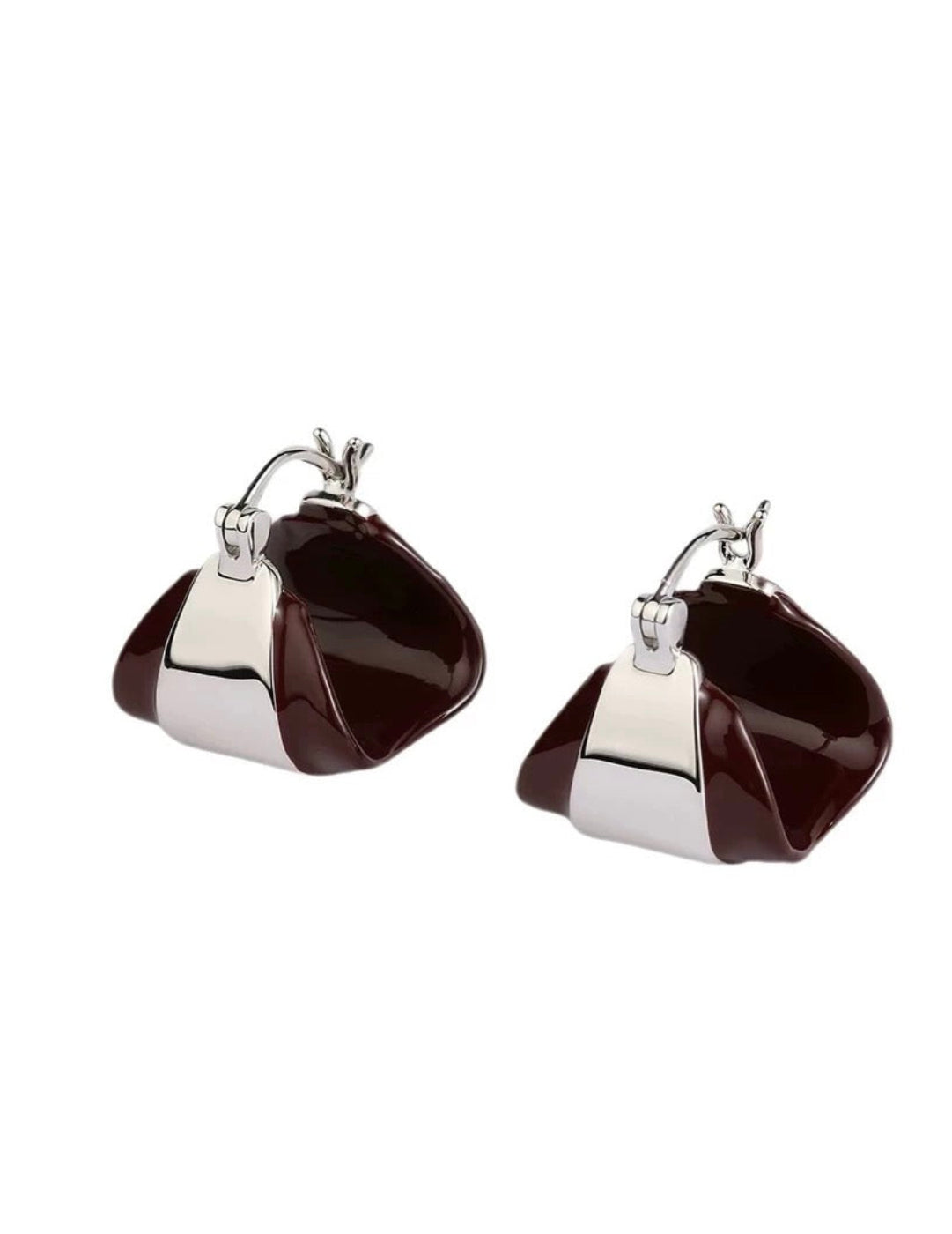 Simple Enamel Glaze Curved Hoop Earrings gembea jewelry