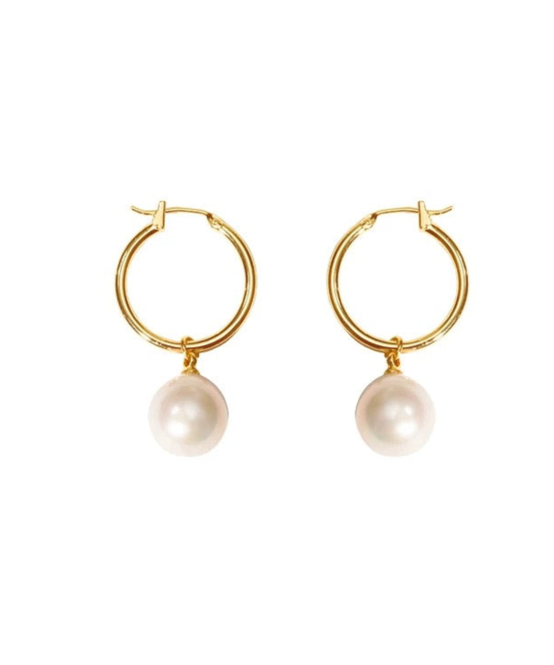 Simple Freshwater Pearl Hoop Earrings gembea jewelry