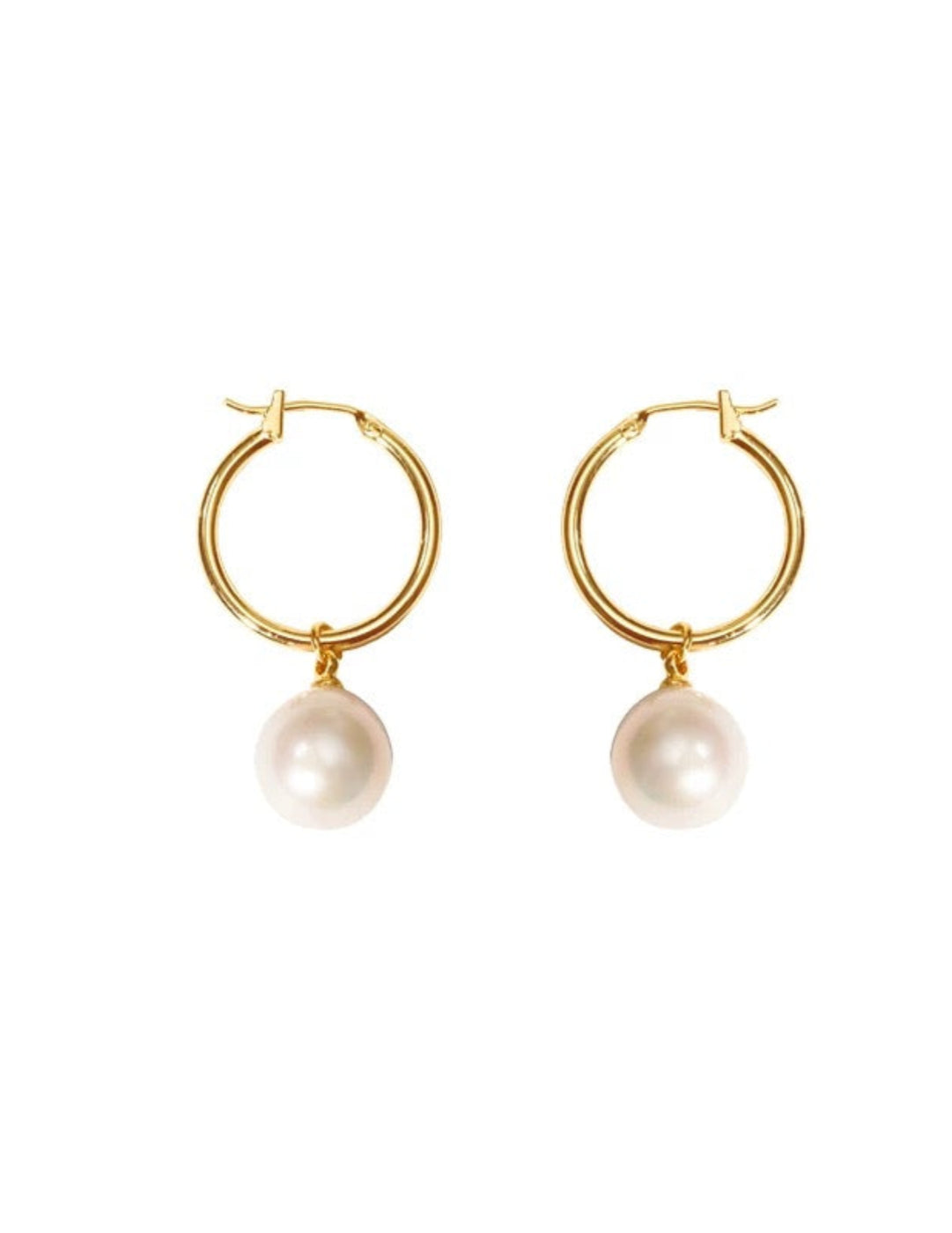 Simple Freshwater Pearl Hoop Earrings gembea jewelry