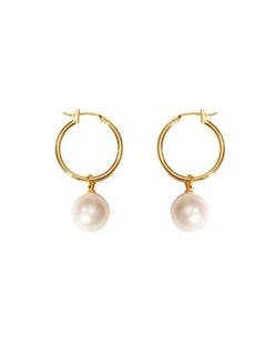 Simple Freshwater Pearl Hoop Earrings gembea jewelry