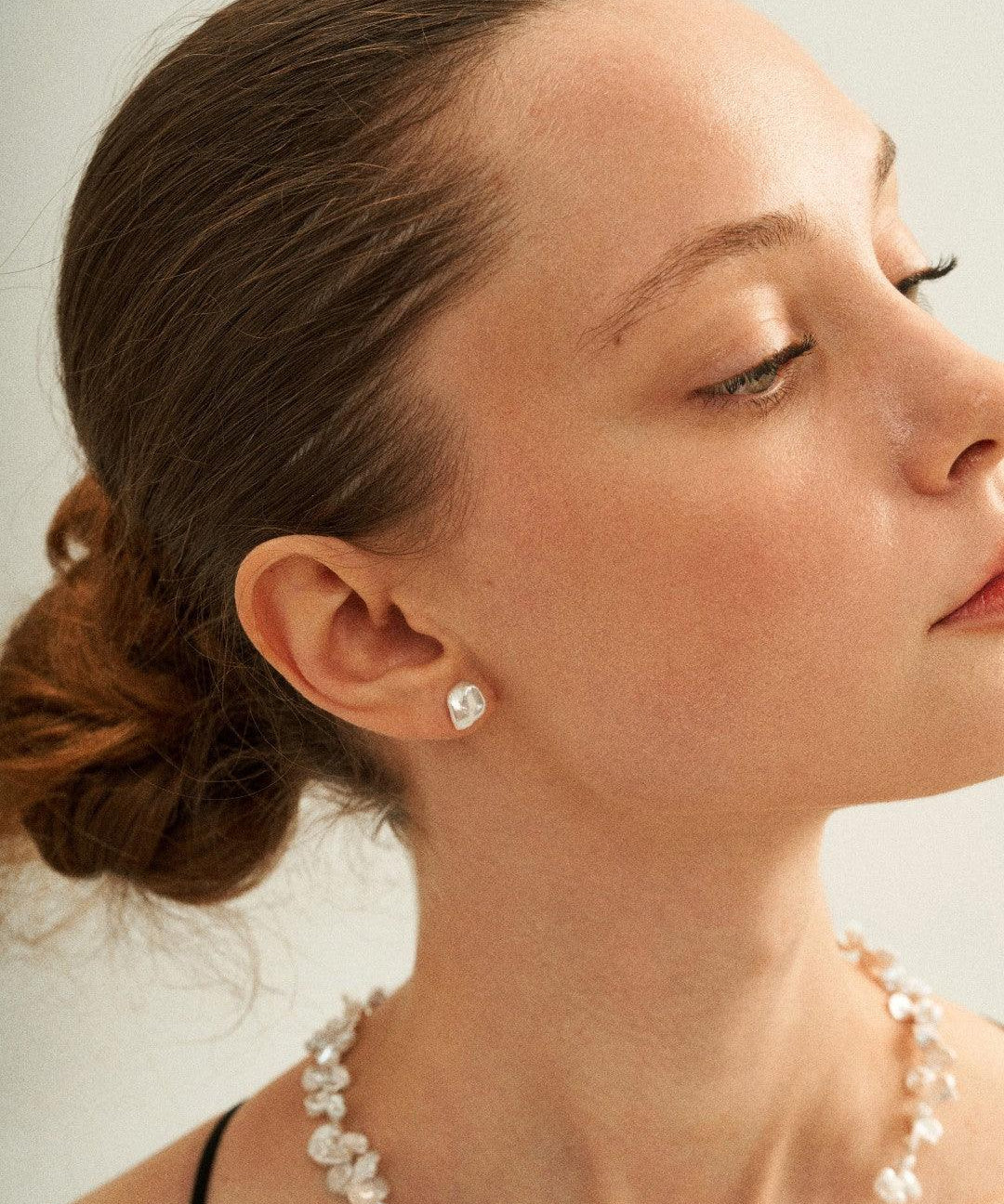 Simple Keshi Baroque Pearl Stud Earrings - Gembea Jewelry