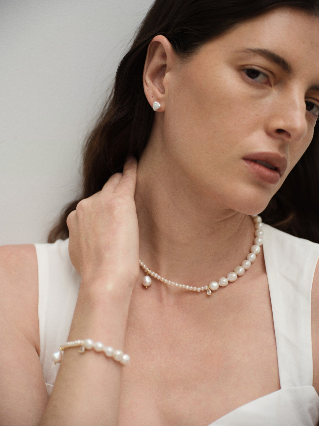 Simple Keshi Baroque Pearl Stud Earrings gembea jewelry