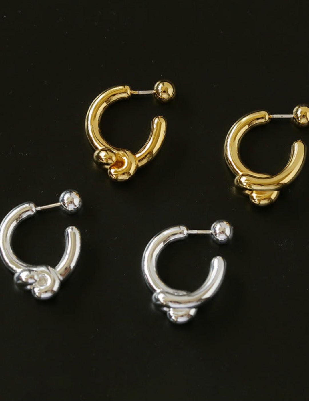 Simple Knotted Hoop Earrings - Gembea Jewelry