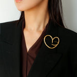 Simple Line Heart Shaped Brooch gembea jewelry