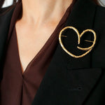 Simple Line Heart Shaped Brooch gembea jewelry