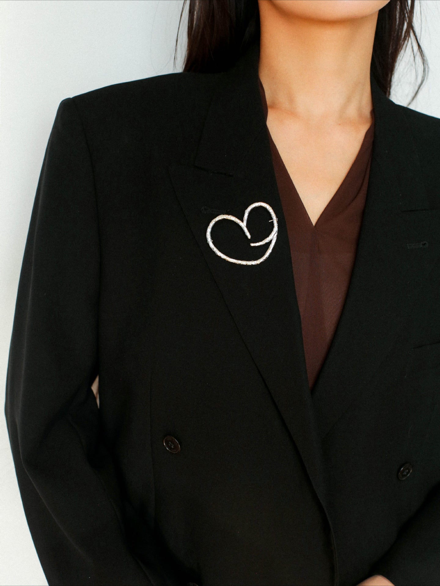 Simple Line Heart Shaped Brooch gembea jewelry
