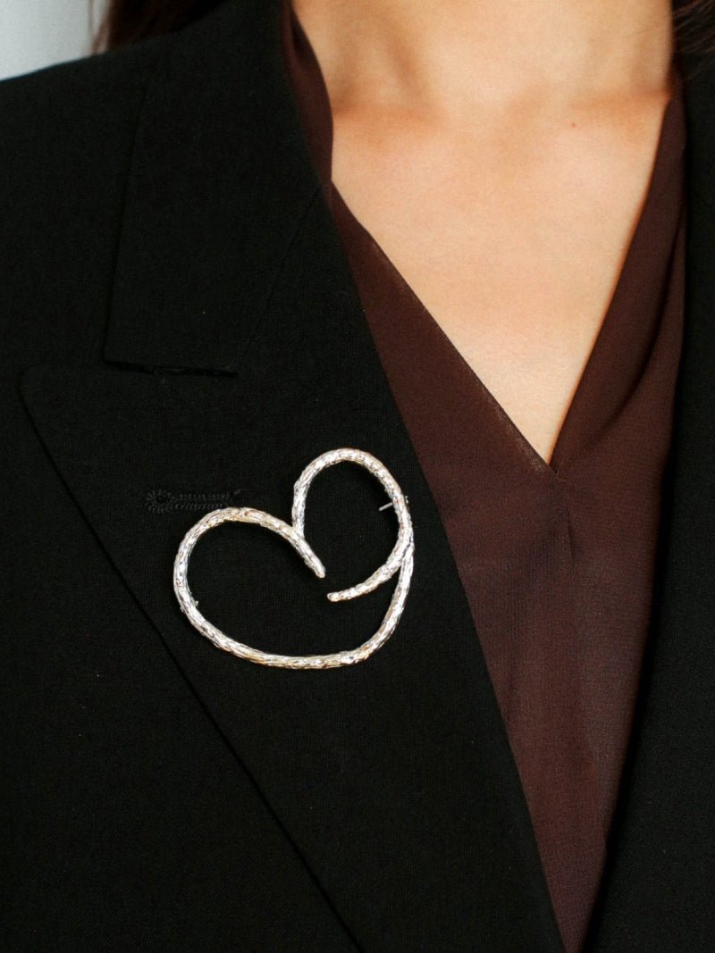 Simple Line Heart Shaped Brooch gembea jewelry