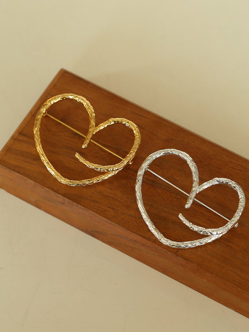 Simple Line Heart Shaped Brooch gembea jewelry