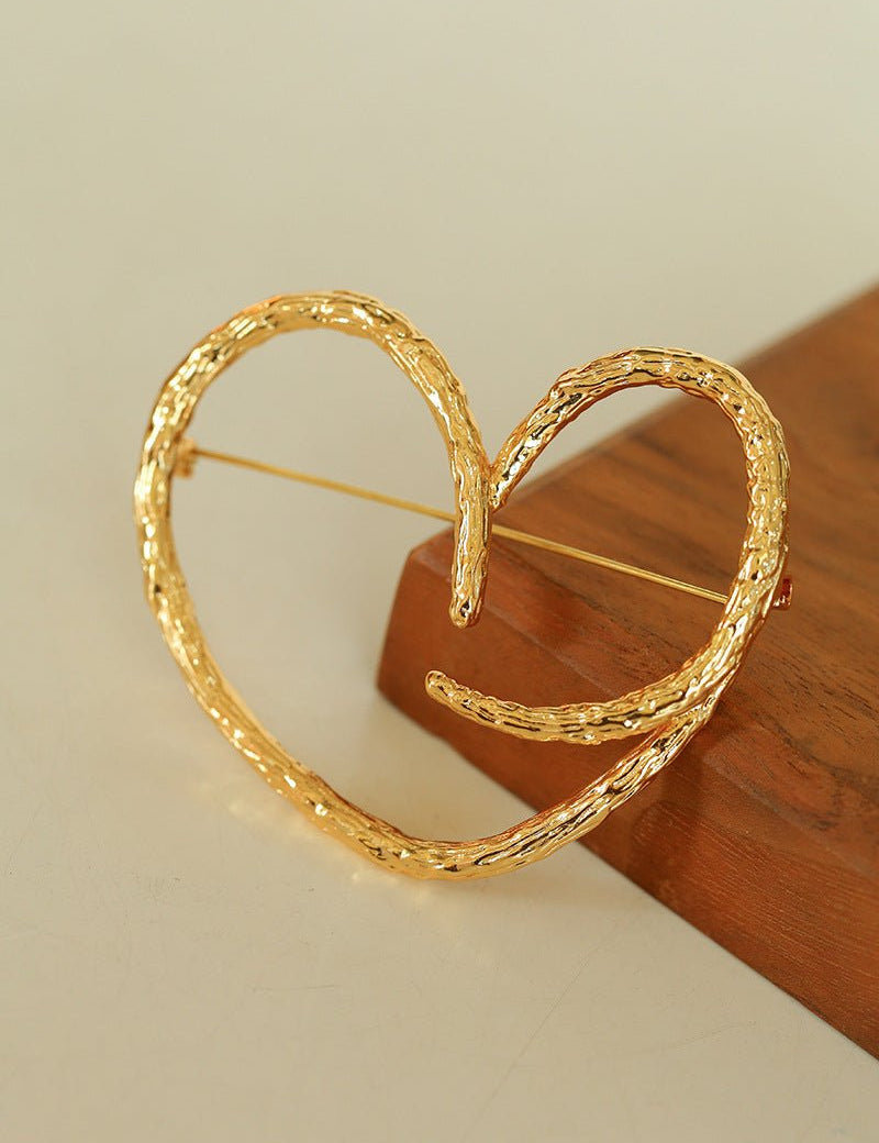 Simple Line Heart Shaped Brooch gembea jewelry