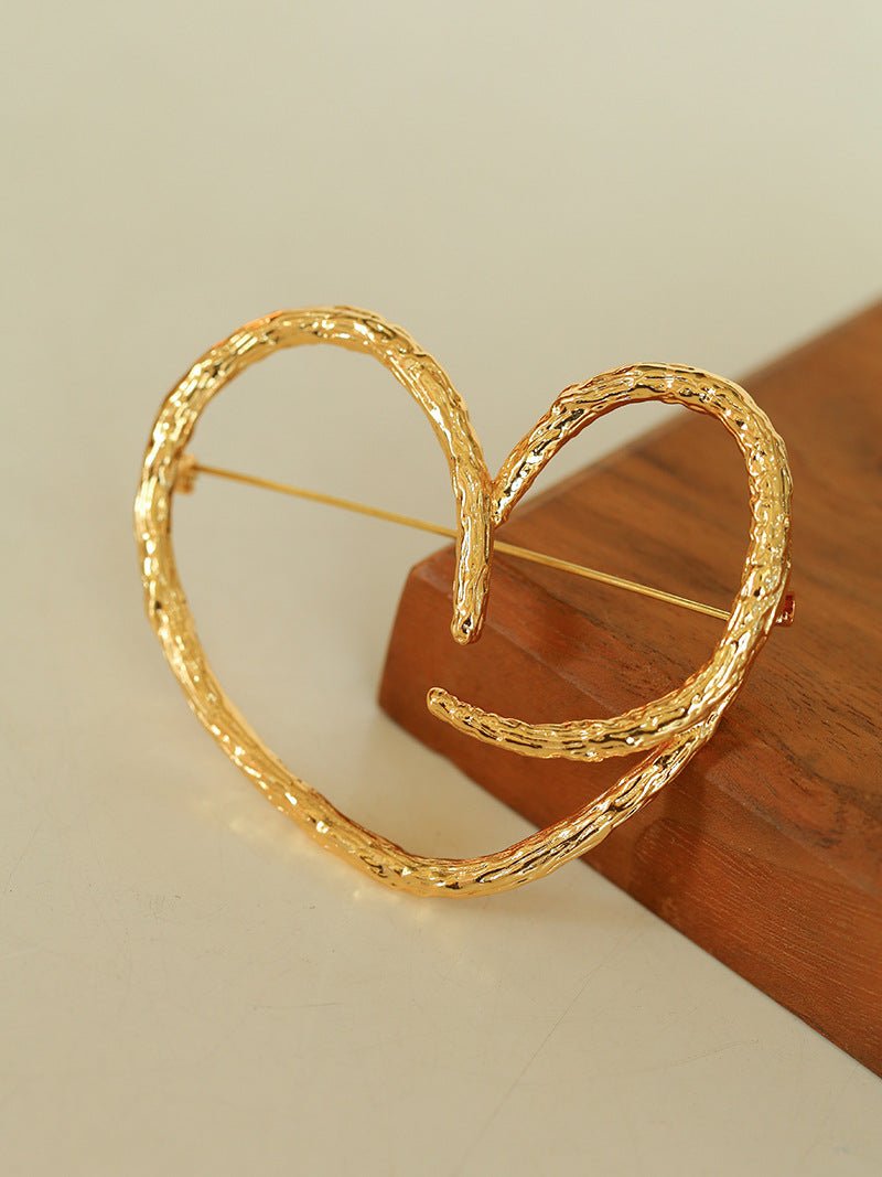 Simple Line Heart Shaped Brooch gembea jewelry