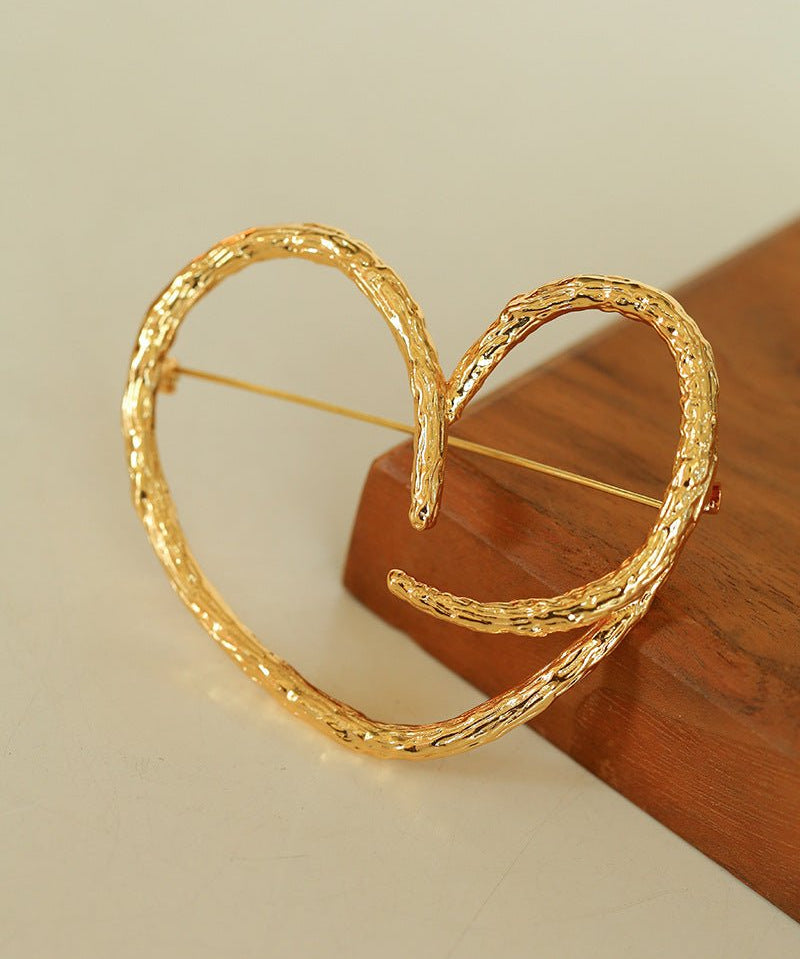 Simple Line Heart Shaped Brooch gembea jewelry