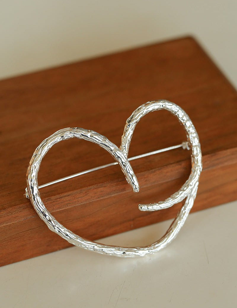 Simple Line Heart Shaped Brooch gembea jewelry