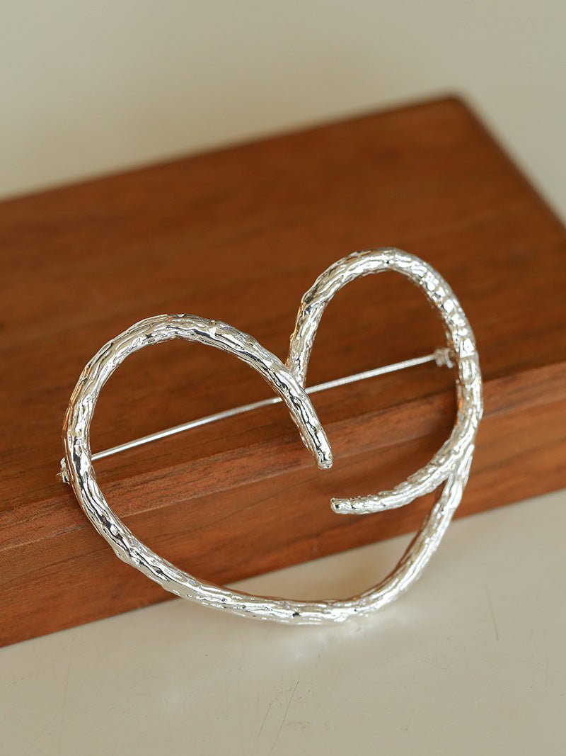 Simple Line Heart Shaped Brooch gembea jewelry