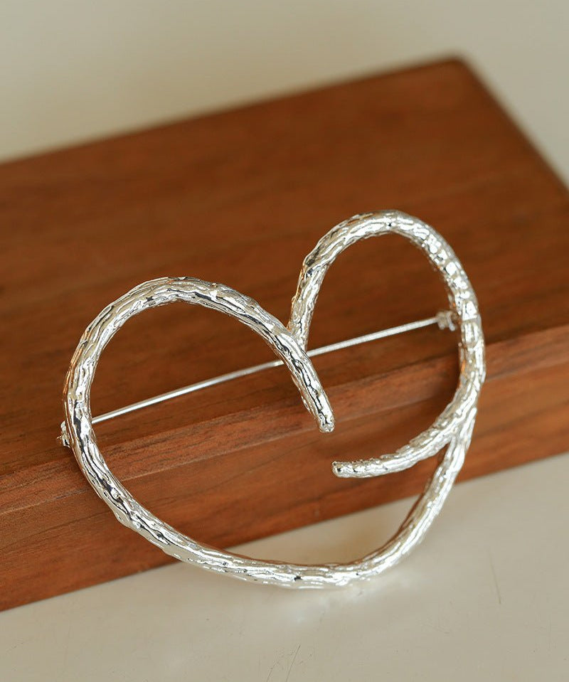 Simple Line Heart Shaped Brooch gembea jewelry