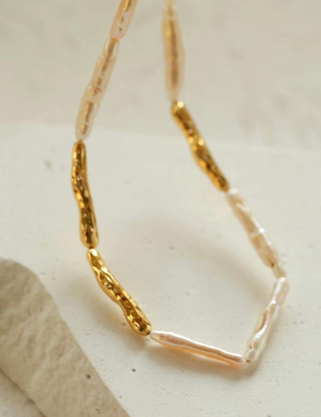 Simple Long Baroque Toothpick Pearl Necklace - Gembea Jewelry