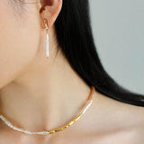 Simple Long Baroque Toothpick Pearl Necklace - Gembea Jewelry