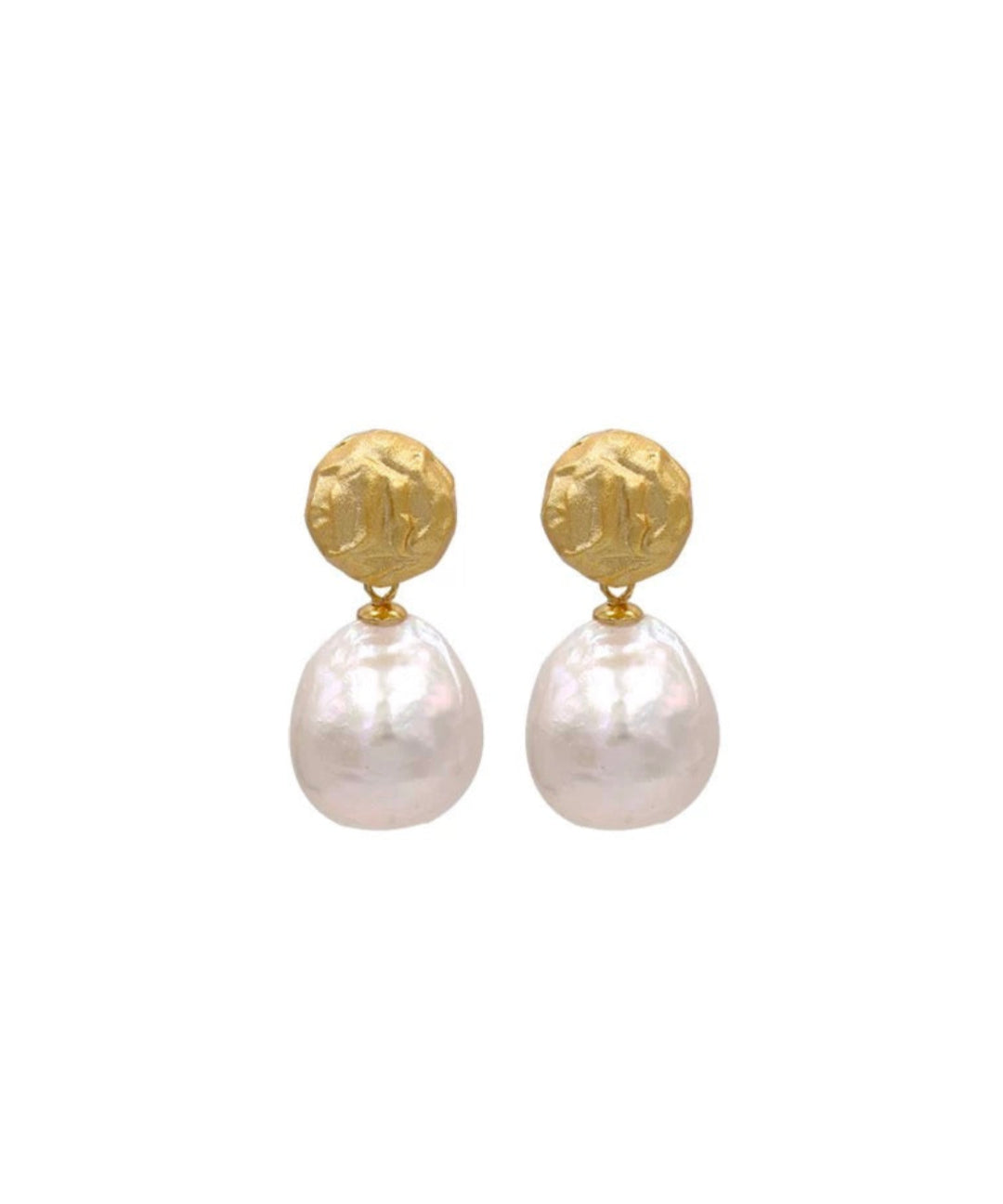 Simple Matte Metallic Baroque Pearl Drop Earrings gembea jewelry